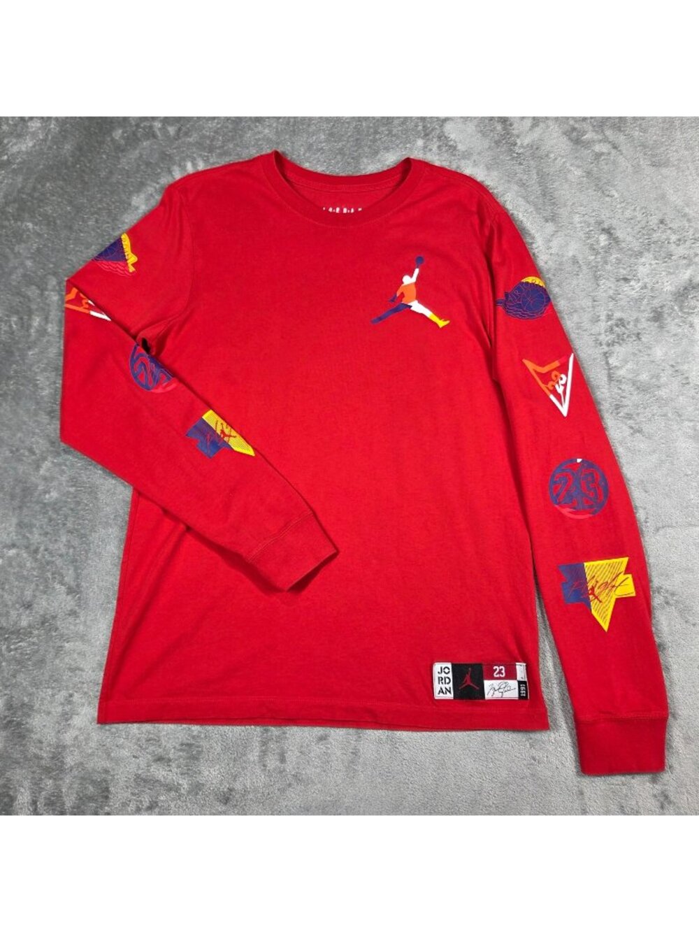 Nike Jordan Shirt Mens Medium Red Sport DNA 23 HBR Long Sleeve Jumpman Tee